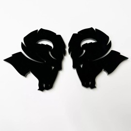 FMSgear Gloss BLACK Emblem for Dodge Ram 1500 2500 3500 Fender badge Hellcat Style Head