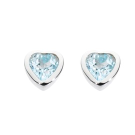 Dew Women's Sterling Silver and Blue Topaz Heart Stud Earrings