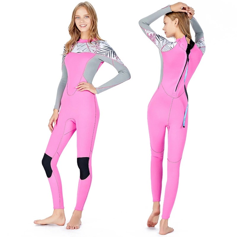 Women's Long Sleeve Wetsuit Neoprene Elastic Swimming Surfing Diving Swimsuit(XL)