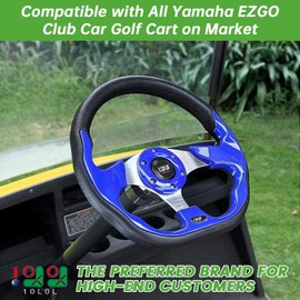 10L0L Golf Cart Steering Wheel, Universal Design Fit for Yamaha, EZGO RXV & TXT, Club Car DS, Club Car Precedent Tempo, Most Golf Cart(Blue)