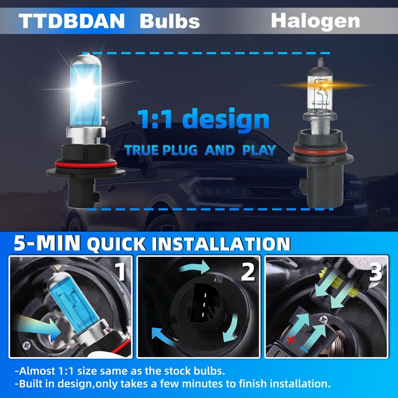 Halogen Headlights Fit For Nissan Pathfinder 1987-1999 Headlight Bulbs,9004/HB1 High/Low