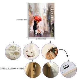 Canvas Wall Art Modern New York Cityscape Large Romantic Canvas Painting Art Wall Decor Lovers Under Red Umbrella Street Scenery Framed Pictures for Living Room Bedroom Home Office Decoration