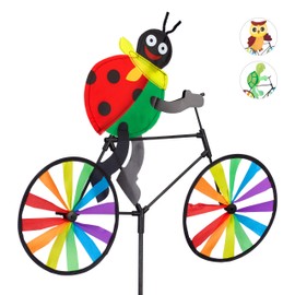 Relaxdays Animal Pinwheel, Garden Windmill with Ladybug Design, Children, Balcony or Patio, Wind Spinner, Multicolor