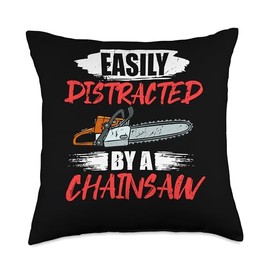 Chainsaw Electrics Tools Wood Woodwork Logging Lumberjack Throw Pillow, 18x18, Multicolor