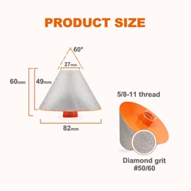 Diamond Beveling Chamfer Bit,BRSCHNITT 82mm Diamond Finger Milling Bits with 5/8-11 Thread for enlarging, polishing and Bevelling The exsit Holes