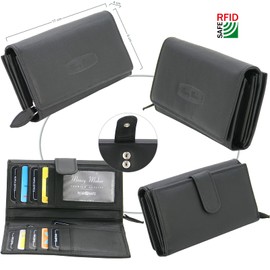 Money Maker - Women's Leather Wallet - Large Purse for Women - Wallet with RFID Protection, Black, black, rfid wallet