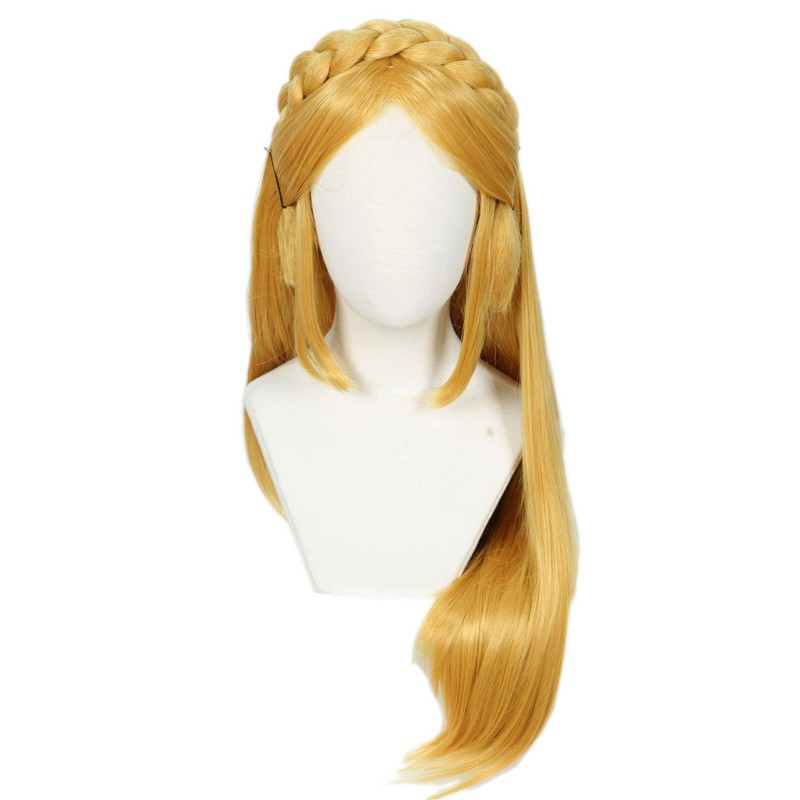 Linfairy Womens Long Blonde Wig Halloween Cosplay Wigs with 2