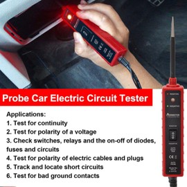 KIMISS 6-24V Auto Circuit Tester, Universal for Car Electrical System, LED Light Indicator with Insulated Grips, Automotive Electrical Diagnostic Tool