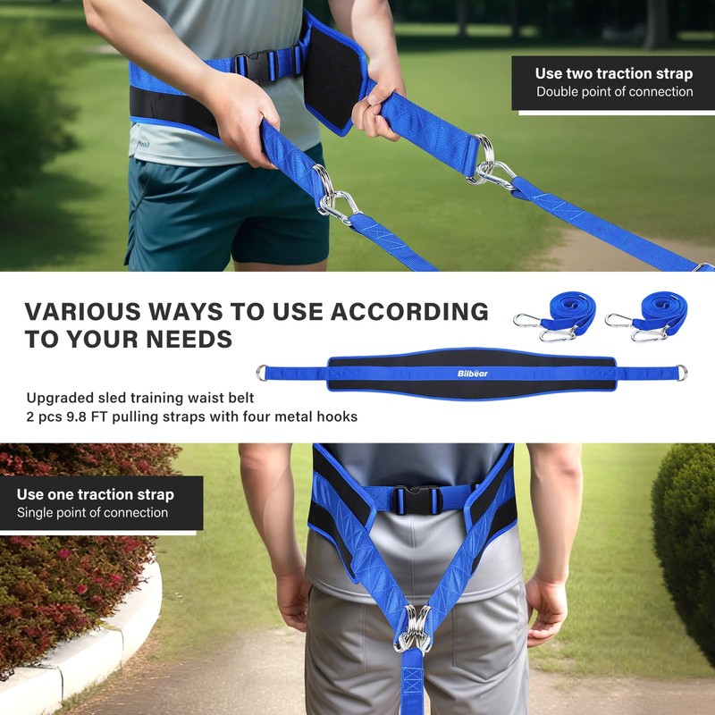 Bilbear Sled Pulling Belt,Adjustable Sled Training Waist Belt,Belt for Pulling,Weight