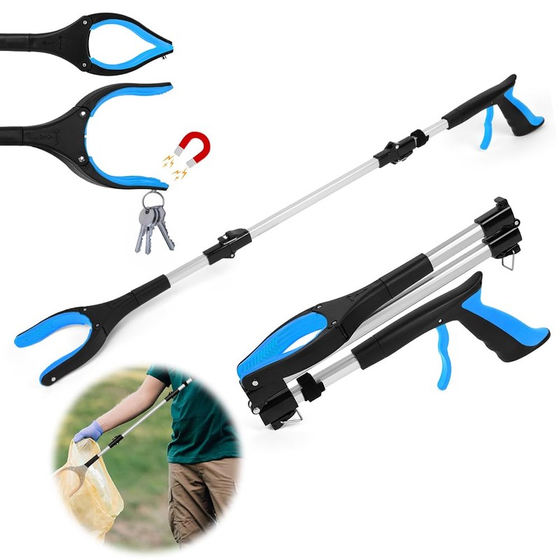 Adiwo Foldable Litter Picker Grabber, 91cm/36" Long Handle Litter Pickers