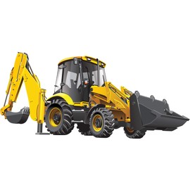 StikArt Yellow Backhoe Loader Construction Truck Wall Decal (Small)