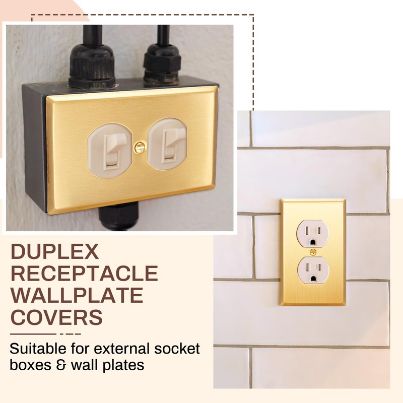 Zonon 8 Pack Gold Outlet Covers 4.50 x 2.76 Duplex