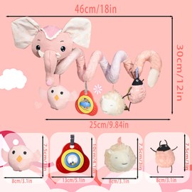 Coriver Pram Toy, Activity Spiral Toy, Hanging on Baby Seat, Cot, Baby Seat Toy, Cot Spiral Toy, Hanging Toy for Newborns 0+ Months (2nd Pink)