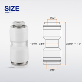 sourcing map 10pcs Push to Connect Fittings 5/16" OD x 5/32" OD Straight Pneumatic Connector Zinc Alloy Quick Connect Union Two-Way Fittings for Semi Truck Trailers Air Brake System, White