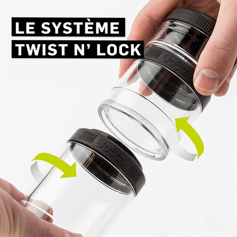BlenderBottle GoStak Twist n' Lock Storage Jars, 40cc 4-Pak, Black