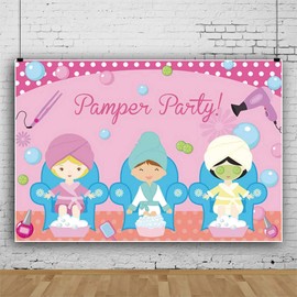 Baocicco 5x3ft Pamper Party Backdrop SPA Theme Party Decoration Bubbles Foot Bath Pink Background SPA Birthday Party Supplies Cosmetic Party Decoration SPA Theme Party Girl Lady Portrait Video