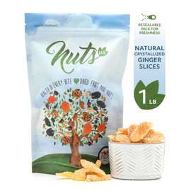 NUTS U.S. - Dried Crystallized Ginger Slices in Resealable Bag (Unsulfured 1 LB)