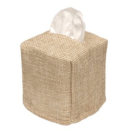 Funda para caja de pañuelos – Decoración de baño de granja, accesorios de baño – Funda de arpillera rústica – Talla única para la mayoría de los soportes de papel de cartón – Dispensador de pañuelos de cubo cuadrado – Fabricado en Estados Unidos