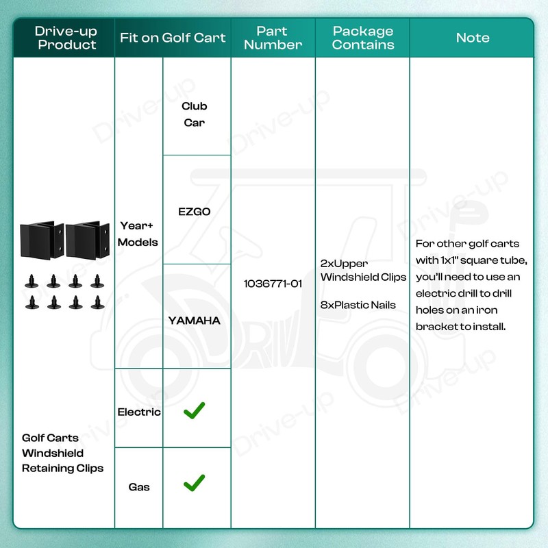 Drive-up Club Car Precedent Windshield Retaining Clips OEM 103677101