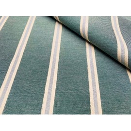 Linen Look Jacquard Striped Fabric Home Decor Curtain Upholstery Material - 280cm Extra Wide (Sold by The Metre) (Green)