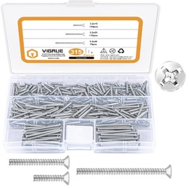 VIGRUE 315 pieces device screws for switch boxes, machine screws, assortment box, diameter 3.2 x 15 mm, 3.2 x 25 mm, 3.2 x 40 mm, countersunk screws made of galvanised steel with cross, for repairing
