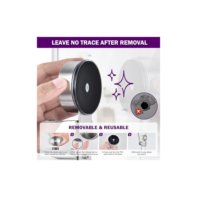 Adjustable Suction Cup Shower Holder - Stainless Steel Bracket