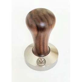 58.5 mm Tamper for IMS and E&B, Lab Competition Filter Baskets, Italian Walnut and INOX Steel. Flat Bottom.
