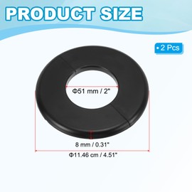 PATIKIL Wall Split Flange 2.01" (51mm),2 Pcs ABS Round Self-Adhesive Escutcheon Plate Buckles Water Pipe Cover for Kitchen Bathroom Arm Pipe Faucet Decoration, Black