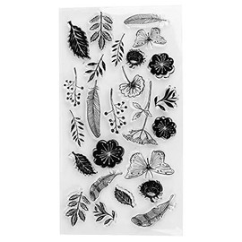 Sello silicona, sello terminado, Sellos Silicona Transparente con diseños flores hojas mariposas, plantilla sello transparente para DIY, álbum de recortes, álbum de fotos, decora