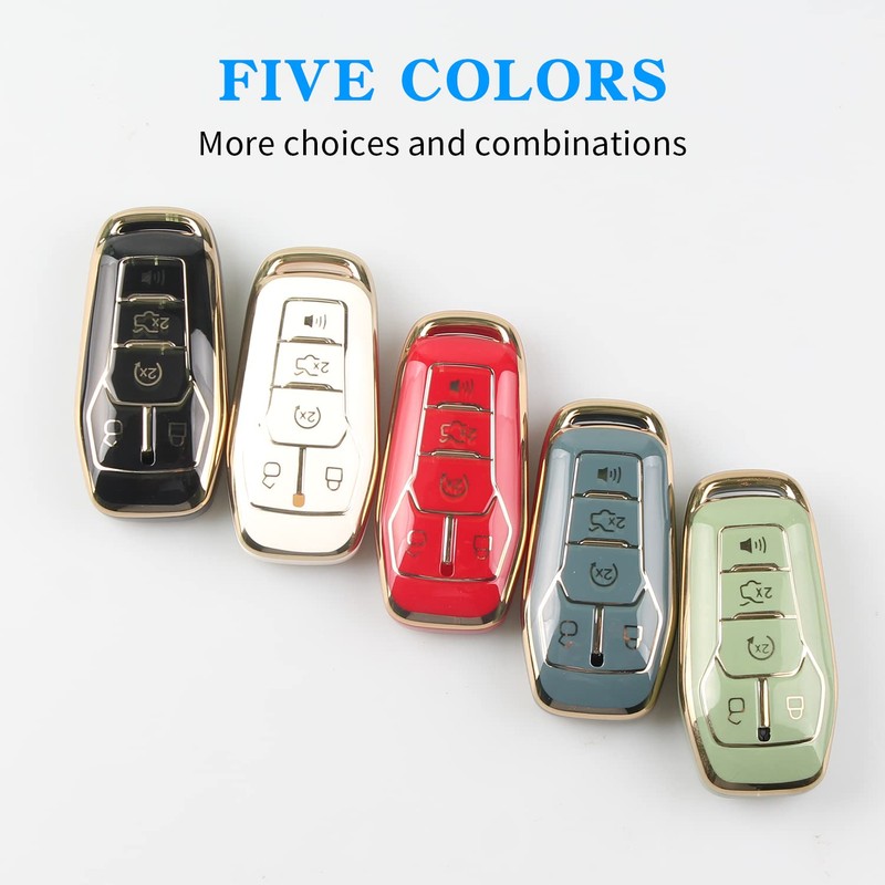 MILD EAST Key Fob Cover for Ford with Key Chain,