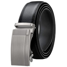 Chaberlu Men's Leather Belt Ratchet Automatic Buckle Business Suit Belt Adjustable Leather Belt for Jeans, Width 35 mm, Size Adjustable, Black A4