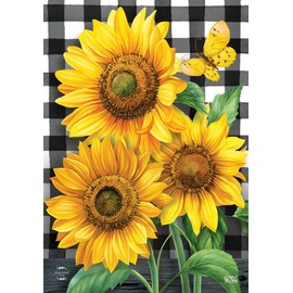 Briarwood Lane Checkered Sunflowers Spring Garden Flag Floral Everyday 12.5"x18"