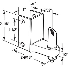 Prime-Line 656-9594 Post Mounted Gravity Pivot Hinge, 1 In., Stainless Steel, 1/2 In. Pintle, Bottom (Single Pack)