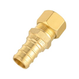 (Pack of 2) EFIELD 1/2" Crimp Pex X 3/8" OD Compression Straight Transition Adapter Brass Fittings, ASTM F1807 (2)