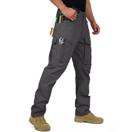 FREE SOLDIER Men's Cargo Pants,Tactical Pants for Men Stretch,Durable Ripstop EDC Work Pants for Hiking (Gray 40Wx30L)