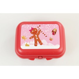 TUPPERWARE Oyster Box Snack Keeper orange red gingerbread motif
