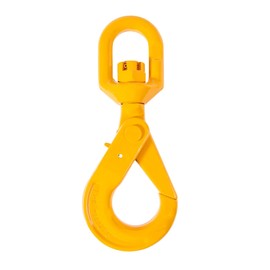 Mytee Products 3/8'' Self Locking Swivel Hook Grade 80-7100 LBS Working Load Limit 3.2 Ton - Yellow Painted Forged Steel Swivel Lifting Hook Swivel Lifting Hook