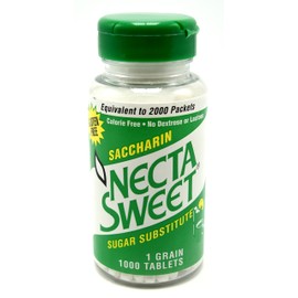 Necta Sweet Saccharin Tablets, 1 Grain, 1000 Tablet Bottle (Pack of 12)