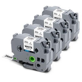 TZe251 24mm 0.94 Laminated White TZ Tape Replacement for Brother TZe-251 P Touch Label TZe Tape 24mm 1 Inch Label Maker Tape for Brother PT-D610BT PT-D600 PT-P710BT PT-P700 PT- P910BT, 4-Pack