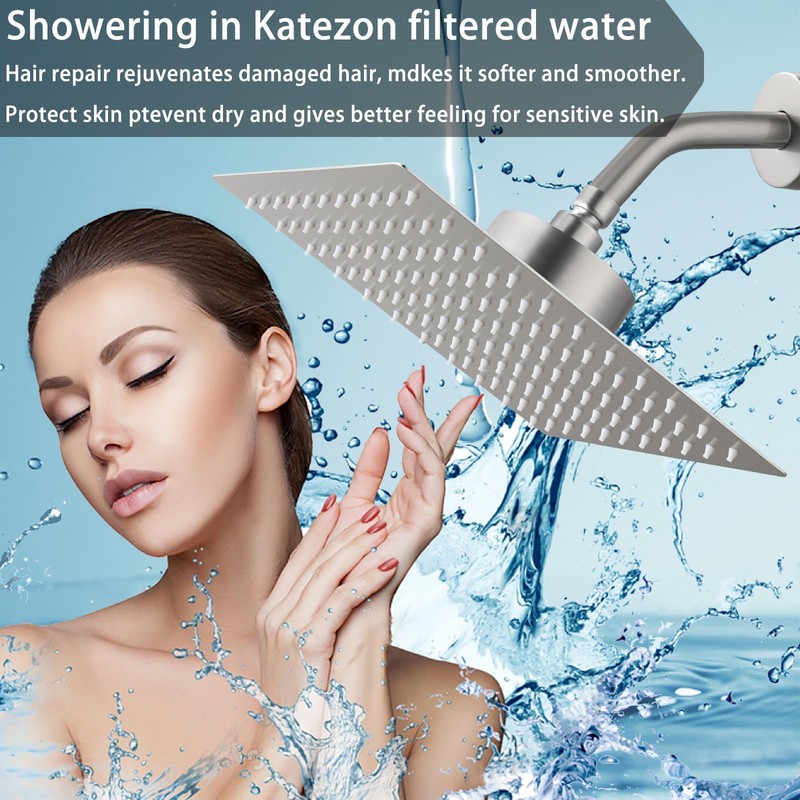 Katezon Filtered Shower Head, High Pressure Showerhead with Filter for
