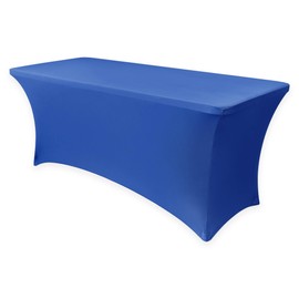Obstal Spandex Table Cover 6ft Fitted Tablecloth Rectangular - Stretch Rectangle Folding Table Cloth for Birthday Party Wedding Banquet, Royal Blue, 72L x 30W Inch