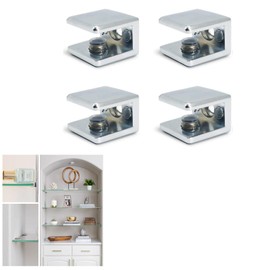 Glass Shelf Bracket Glass Clamp Holder Adjustable Clamp Shelf Clip for 6-10mm Thickness - 4pcs