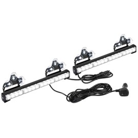 ASPL 2x16.8 inch Emergency Flashing LED Traffic Advisor Strobe Light Bar 32LED 26 Flash Patterns Interior Safety Warning Lights (White)