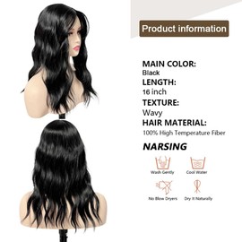 XFSRG Hair Topper für Frauen Synthetische Lange Gewellt Haarverlängerung Leichtes Natürlich Haarteil für Dünner Haar Oberkopf Flauschiger mit Clips（Schwarz）