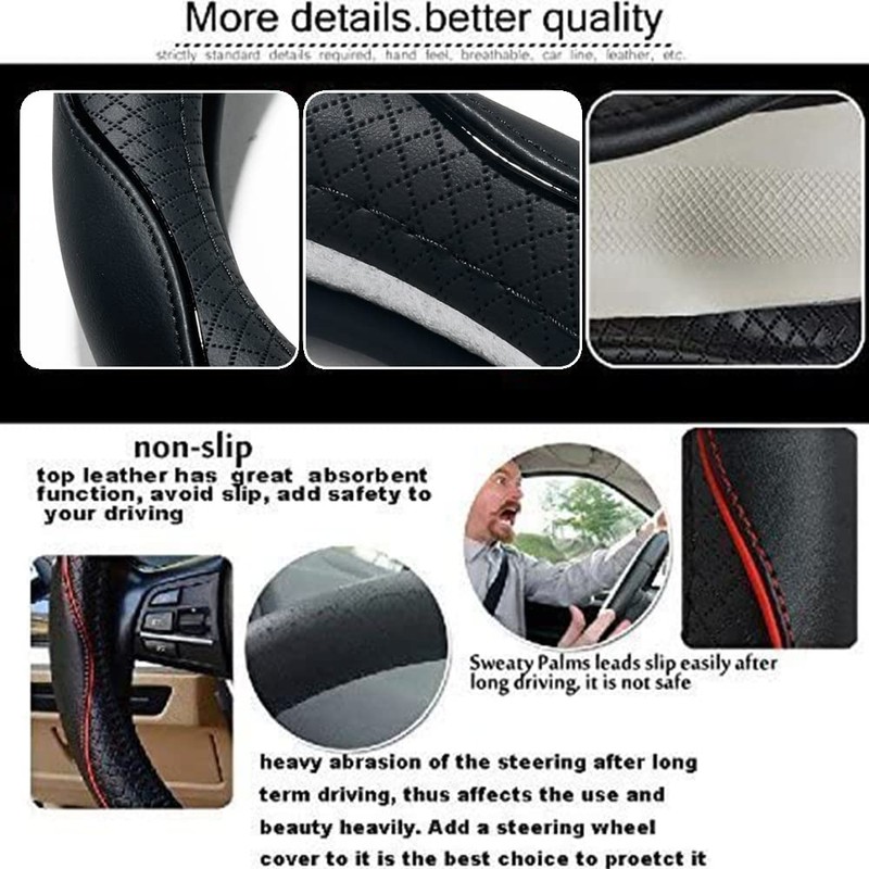 Car Steering Wheel Cover, Anti-Slip, Safety, Soft, Breathable, Heavy Duty,