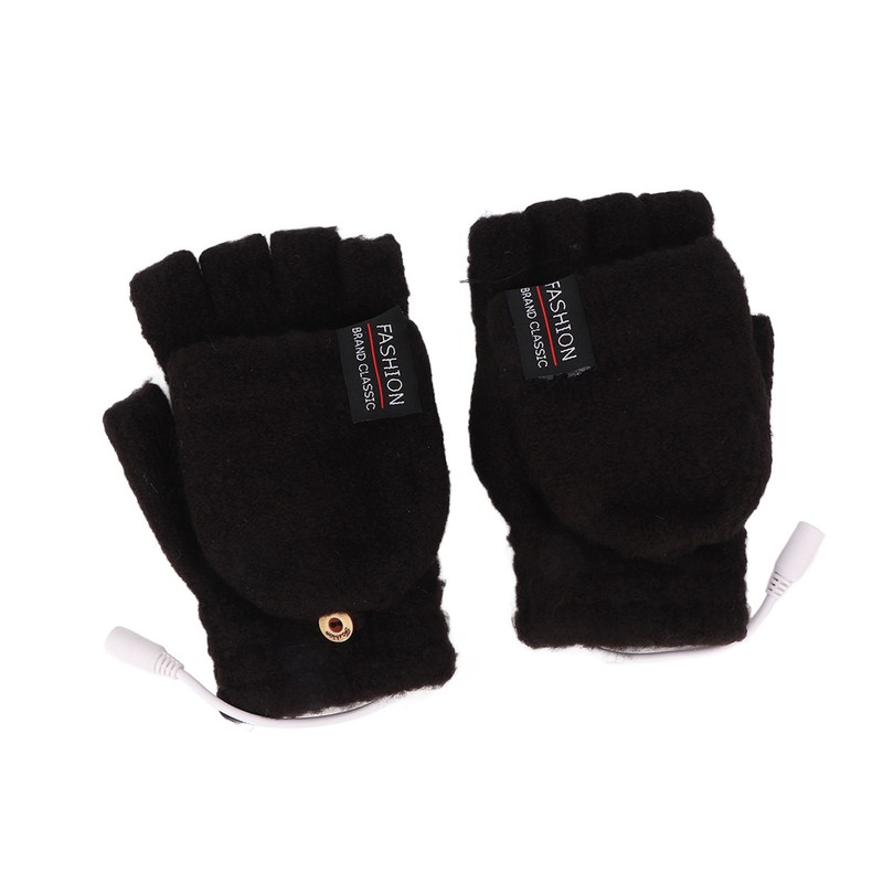 USB Heated Gloves Electric Half Hands Double Sided Heating Warm
