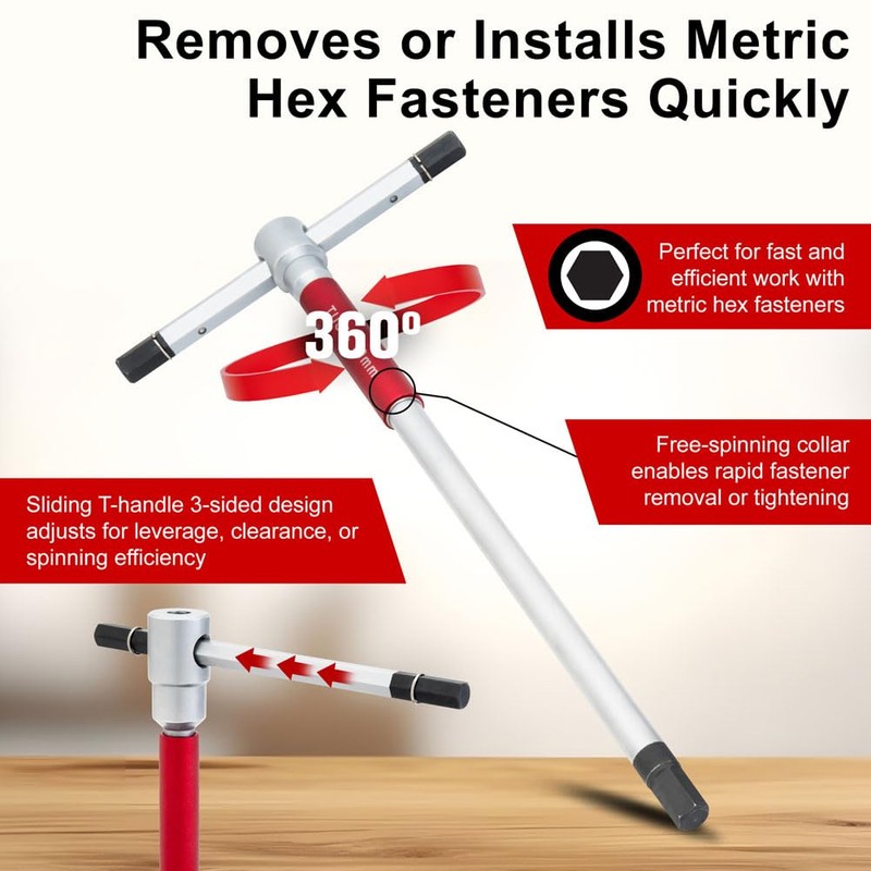 TUSK Spinning 3 way Speed Handle Hex Wrench Set 2mm,