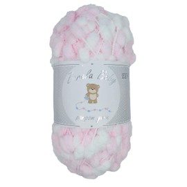 Zarela Baby Pom Pom Yarn Wool (06 White-Pink)