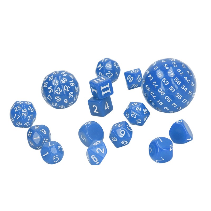 15pcs Complete Polyhedral Dice Set Acrylic D3 to D100 Spherical