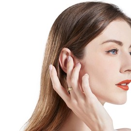 YIGONUM 7 Stars Signet Chunky Dome Ring 14K Gold Plated Stacking Band Ring For Woman Minimalist Statement Ring Size 9